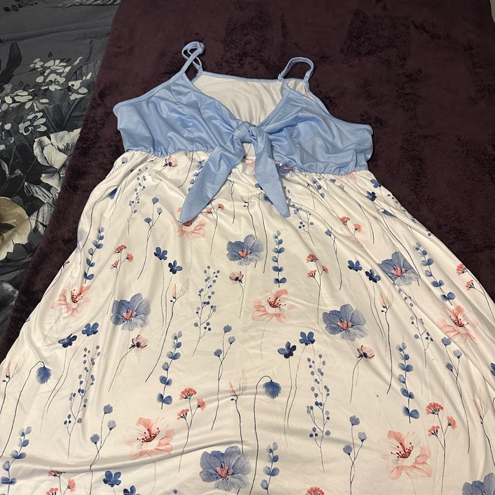 Floral Blue and White Dress
